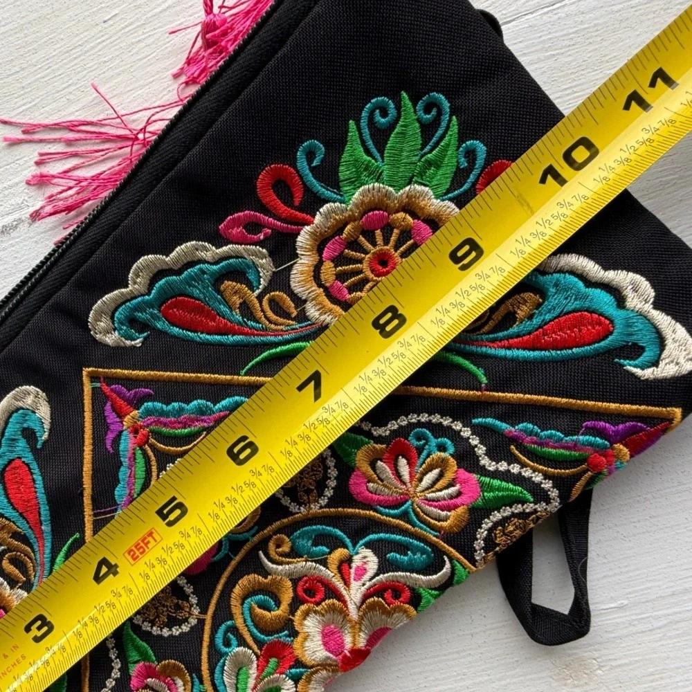 Lot of 3 Mexican Style Embroidered Bags Wristlets Crossbody Boho